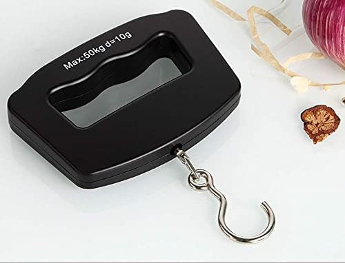 HANWELL 50kg/110lb Digital Luggage Scale with 4 Units (Kg/g/lb/oz), Electronic Travel Hanging Scales with Backlit Display/Tare/Data Hold Function, Handheld Style, Black