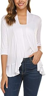 Zeagoo Women's 3/4 Sleeve Cropped Cardigans Sweaters Jackets Open Front Short Shrugs