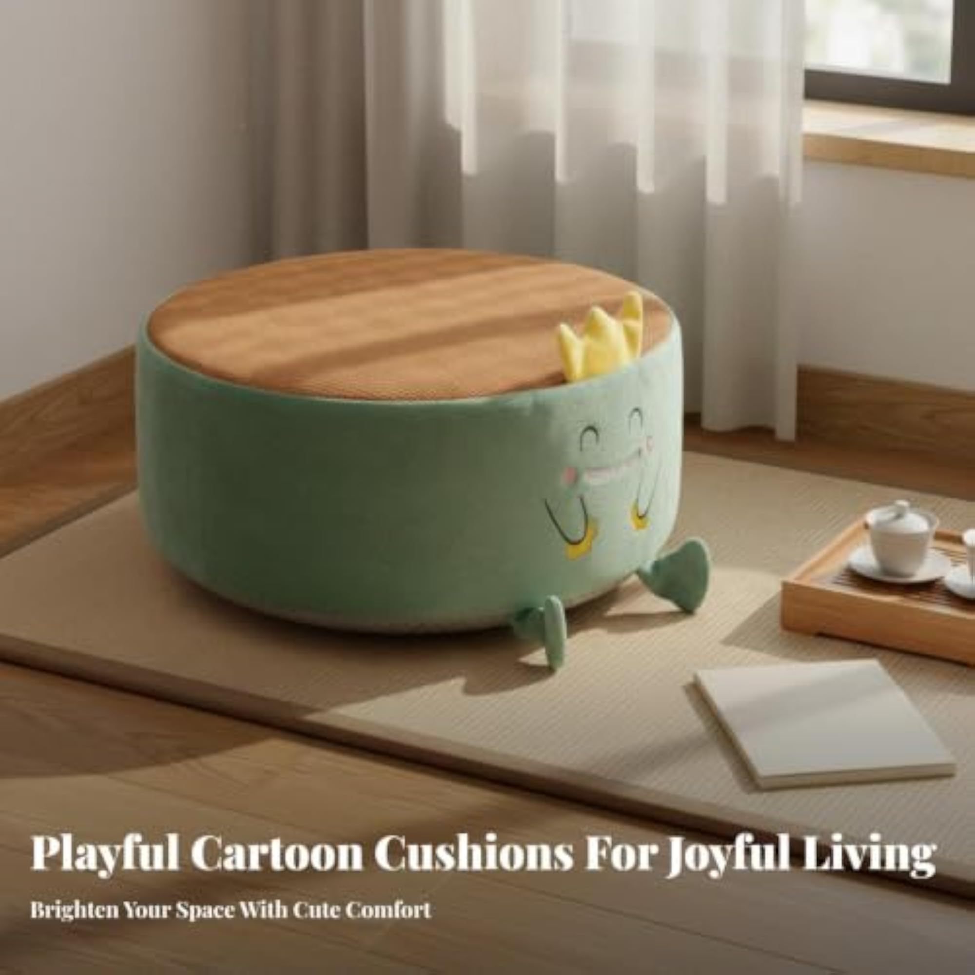Cartoon Floor Cushion, Extra Thick Round Character Seat Cushion