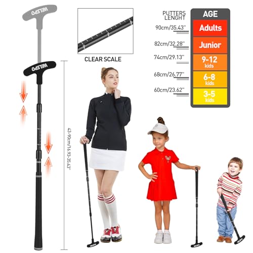 WELSPO Conjunto de putter de golfe, mini taco de golfe ajustável com design bidirecional para mão di
