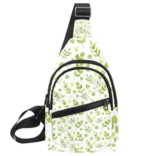 Mochila cruzada de gran capacidad con diseño de hojas verdes y bolso de pecho Multicolor 6