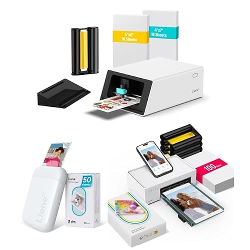 Liene Print & Create Kit - Amber M100 Photo Printer, PixCut S1 Sticker Maker, Pearl K100 Portable Printer with Comprehensive Paper Set
