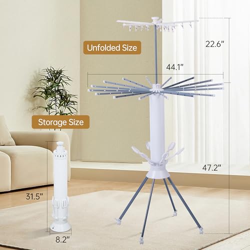 pirlox 4-Legged Clothes Drying Rack, Folding Portable with Shoe Rack, 16 Drying Rods, Octopus Style Drying Rack with Brake Wheels, Suitable for Indoor, Balcony, Poolside, Camping - Image 2