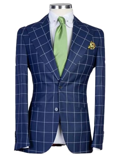 Men’s Plaid Suit Slim Fit 3 Piece Checked Suits Two Buttons Formal Wedding Groomsmen Suits Blazer Vest Pants Set4