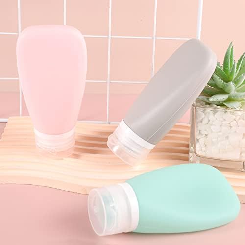 90ml Silicone Travel Bottle Sets, 3 Pack 3oz Refillable Squeezable Bottles Leak Proof Containers Travel Toiletries Bottles with Carry Bag for Liquid Shampoos Conditioner Toiletries