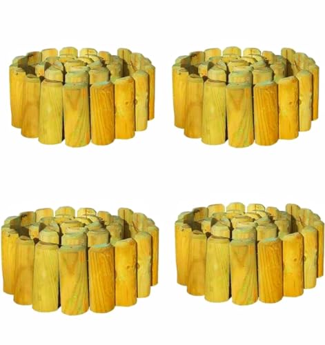 FAHAAM Natural Wooden Border Edging Roll |Log Roll Border Edging Flexible Garden Borders Edging Garden Fence 1.8m x 15cm | (Ideal to create Lawn edgings For Border Edges,Flowers.(Pack of 4)