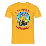Spreadshirt Breaking Bad Los Pollos Hermanos Série TV Chimie Merch Marchandise T Shirt Homme, XL, Jaune