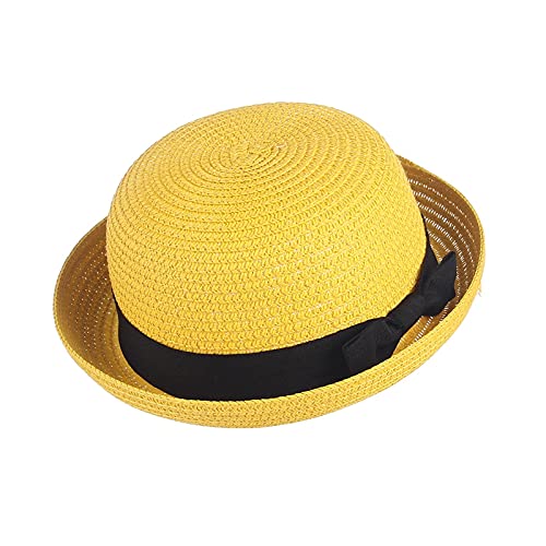 Sombreros Bowkont 2021 - Sombrero de verano para niños y niñas, sombrero de paja de Panamá (color: plata, tamaño: 52 cm)