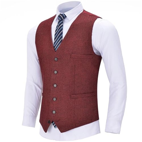 Men's Vest Solid Color V-Neck Wedding Business Birthday Party Work Suit Vest3