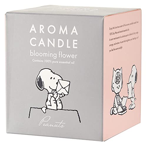 PEANUTS スヌーピーデザインの天然精油香るアロマキャンドル フローラルの香り 100ｇ(ろうそく 部屋 SNOOPY スヌーピー)プレゼント ギフト 贈り物 人気 送別 誕生日 母の日 新生活 ホワイトデー インテリア 入学 一人暮らし
