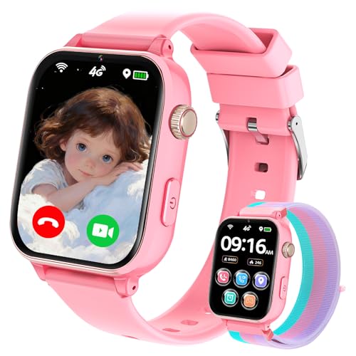Smartwatch Kinderen GPS en telefoon, 4G klok Smart Watch Kinderen Rood