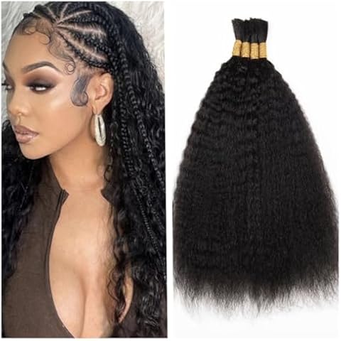 RLHAIR Kinky Straight No Weft Human Braiding Hair Cover