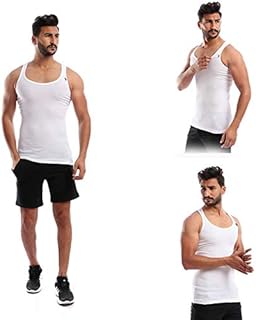 طقم فانلة سادة ديربي بدون اكمام من ثلاث قطع قطونيل رجال