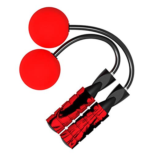 Springseil, Seilloses Springseil für Fitnesstraining, verstellbares gewichtetes schnurloses Springseil für Herren, Damen, Kinder (Rot Ball) Cover
