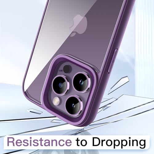 JETech Case for iPhone 14 Pro Max 6.7-Inch, Shockproof Phone Bumper Cover, Solid Color Matte TPU Frame, Anti-Scratch Clear Back (Deep Purple) - Image 3