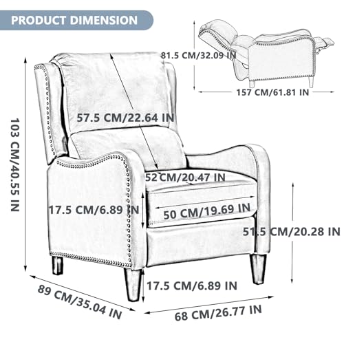 Sillón pushback reclinable piel marrón miniatura 2