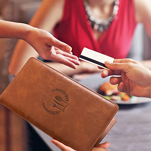 Cobak Restaurant Check Presenters, Guest Check Card Holder With Fork&Spoon Imprint, Restaurant Bill Holder, Check Presenters For Restaurants, Servers, Bars, Hotels, Waiter, Waitress - Brown 20 Pack #TOP3