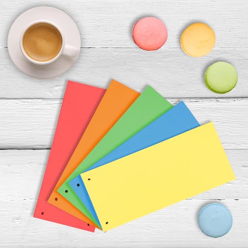 Oxford Trennstreifen, 200 Stück, 5 intensive Farben, gelocht, zum Sortieren und Trennen von A4 Dokumenten