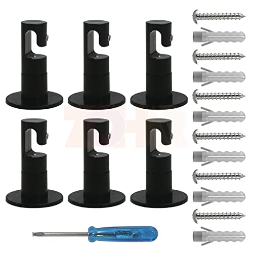 ZOHAR 6 Stück Wand- und Deckenpins Aufputz-Kabelhalter für Lampe, Textilkabel Schwarz Kabelhalter als Deckenbefestigung Kabelhalterungen Wandhalterungen Deckenhalterungen DIY mit Schrauben und Dübeln Cover