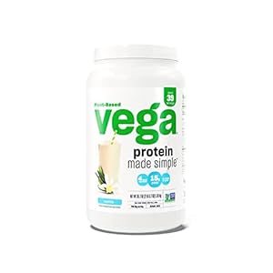 Vega Protein Made Simple Protein Powder, Vanilla – Stevia Free, Vegan, Plant Based, Healthy, Gluten Free, Pea Protein for Women and Men, 2.2 lbs (Packaging May Vary)