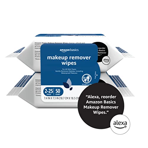 Amazon Basics Make Up Remover Wipes, Original, 50 Count (2 Packs Of 25) (Previously Solimo) #TOP5
