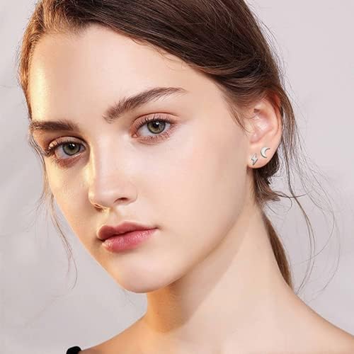 JeryWe 21 Pairs 20G Stainless Steel Tiny Stud Earrings for Women Helix Cartilage Earring Studs Hoops Screw Back Earrings Flat Back Earrings Set