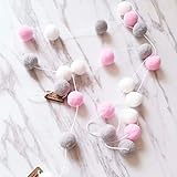  Wanddeko, 2 m, mit 30 x Filzkugeln, Deko fürs Kinderzimmer, handgefertigt, zum Aufh?ngen, Girlande, Free Size