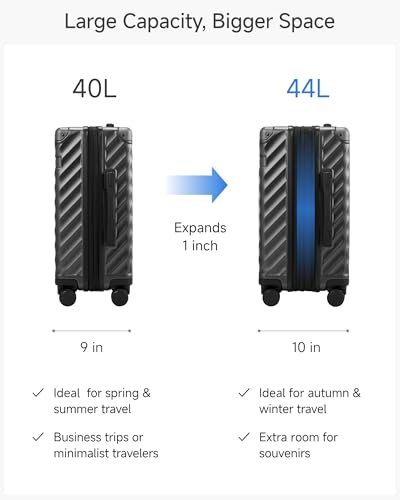 LUGGEX Carry On Luggage for Airplanes, Polycarbonate Expandable Hard Shell Suitcase for Travelling, Charcoal Metallic image 1