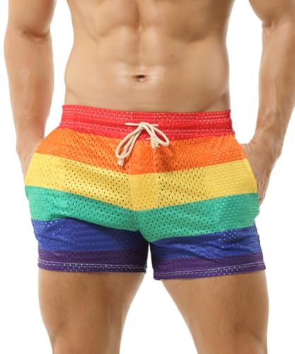 Men’s Rainbow Mesh Running Shorts 3"