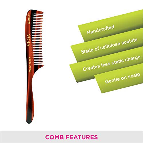 Image of Vega Grooming Hair Comb,Handmade, (India's No.1* Hair Comb Brand) for Men and Women, (HMC-27)