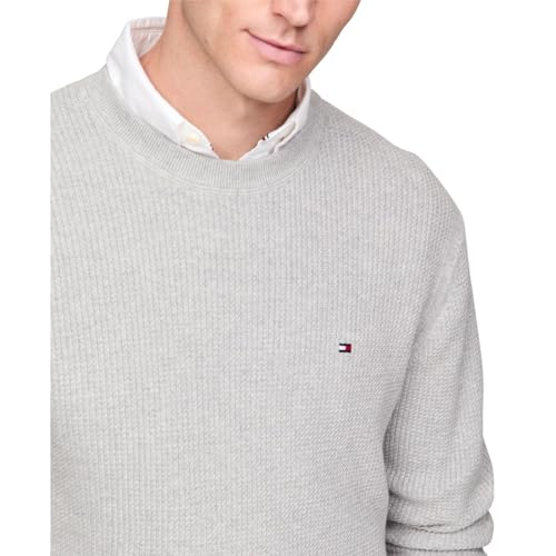 Image of Tommy Hilfiger Men's Waffle Knit Crewneck Sweater Lightweight Pullover, Also Available in Big & Tall
