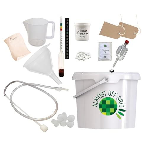 Almost Off Grid 10 Litre Cider Making Kit 10L/2 Gallon/20 Pints Home Brew Beginners Cidermaking with Beginners Guide