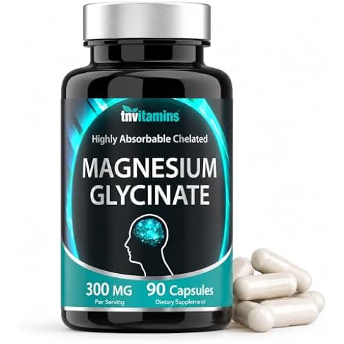 tnvitamins Magnesium Glycinate 300mg, 90 Capsules | High Absorption Chelated Magnesium for Sleep, Calm & Muscle Support* | Non-GMO, Gentle, Non-Laxative | TNVitamins