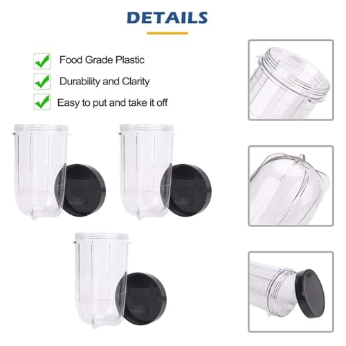 Vaso de repuesto de 16oz con tapa para licuadora Magic Bullet MB1001 3