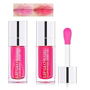 Mrettick Lip Glow Oil 2 Colors Moisturizing Lip Gloss Long Lasting Plumping Lip Oil Hydrating Lip Care Products (#2)