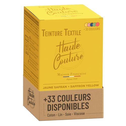 Teinture Textile - Haute Couture - Tout-en-un - 33 Couleurs - 350g - Vêtements et Tissus - Jaune Safran