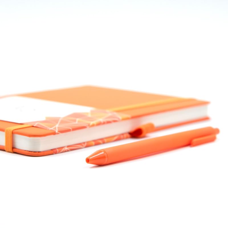 Image of Kitabby VIVID Notes A5 Hard Bound Notebook with Pen - Orange | Elastic Band & Pen Loop, 192 Pages, 80gsm Natural Shade Paper, Polymer Coated Paper Cover