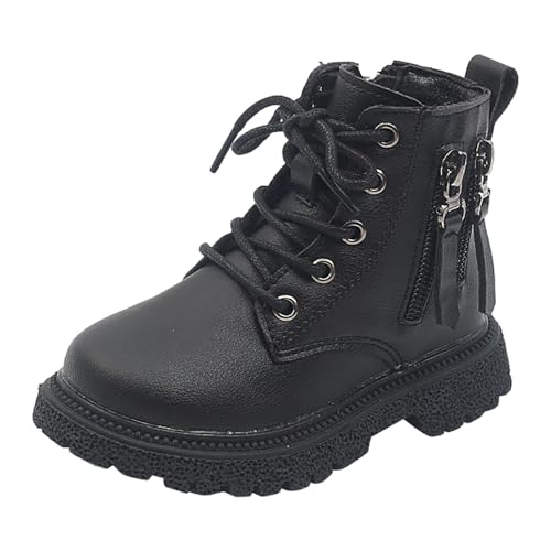 Generisch Elegantes botas infantiles para niñas, botines de invierno acogedores con material cálido y cómodo, botas cortas duraderas para niños, adecuadas para el ocio y las ocasiones festivas, Negro