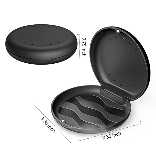 Annhua Denture Case Orthodontic Retainer Case with Vent Holes, Dental Mouthguard Container Aligner Case Slim with Magnetic Closure for Household|Travel|Office - Black - Thumbnail 2