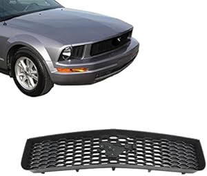 Perfit Liner New Front All Black Grille Grill With emblem provision Compatible With 2005-2009 FORD Mustang FO1200421 6R3Z8200AA