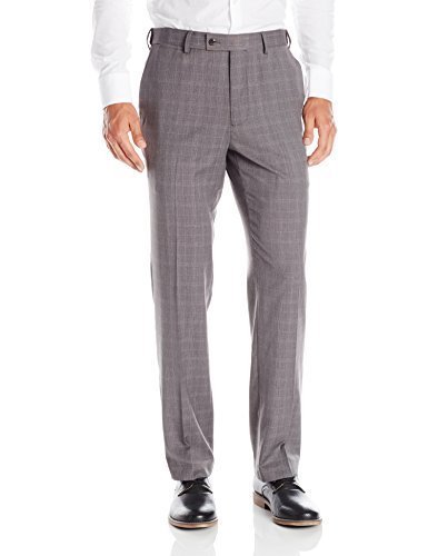 Louis Raphael ROSSO Men's Flat Front Easy Care Patterned Dress Pant with Hidden Comfort Wasitband