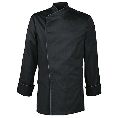 GREIFF Größe L Gastro Moda Herren Cuisine Premium Kochjacke mit Paspelierung Regular Fit Schwarz Modell 5577