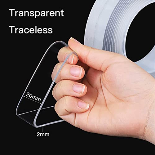 Image of INOVERA (LABEL) 2mm Thick Double Sided Adhesive Grip Tape Removable Washable Strong Sticky Strip, Transparent (3 Meter)