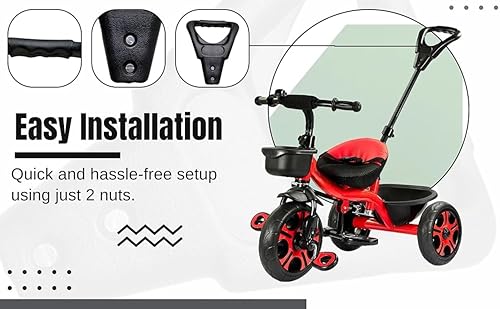 Image of CYIDER Universal Black /Grey Tricycle Handle, 2 Nuts, Compatible with All Tricycles (Excludes T-Shape) Currently Grey /Black Colour Available According to Stock