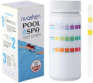 nuoshen 3 in 1 Hot Tub Test Strips,Swimming Pool & Spa Test Strips Kit 100 Water Tester Strips For Chlorine, PH and Alkalinity Testing
