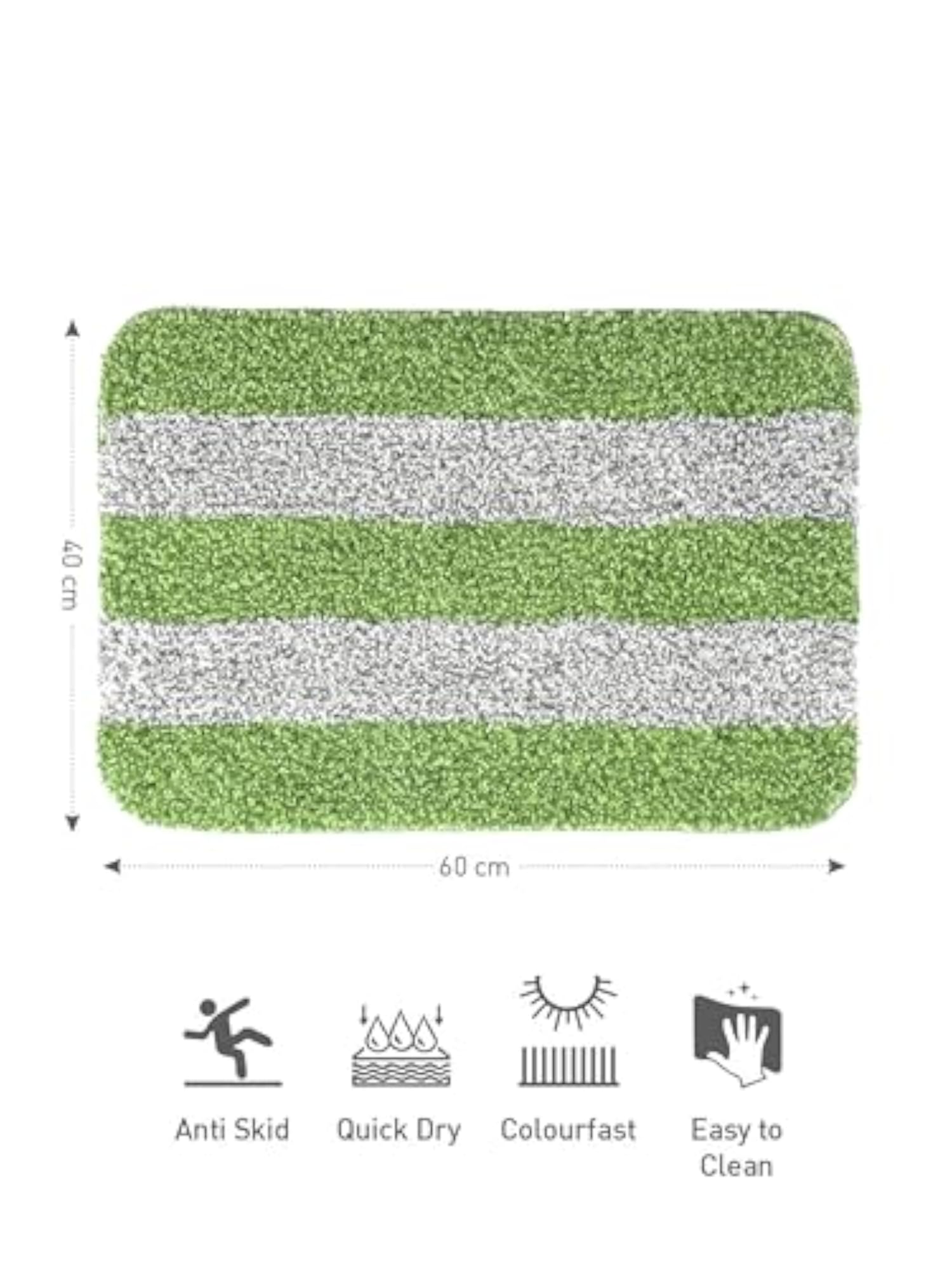 Microfiber Soft Antiskid Bathmat 2Pc, Green