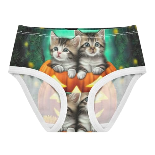 Cute Cat Funny Pumpkin Little Girl Panties Girls Underwear Toddlers Cotton Print Undies Kids Briefs 2t
