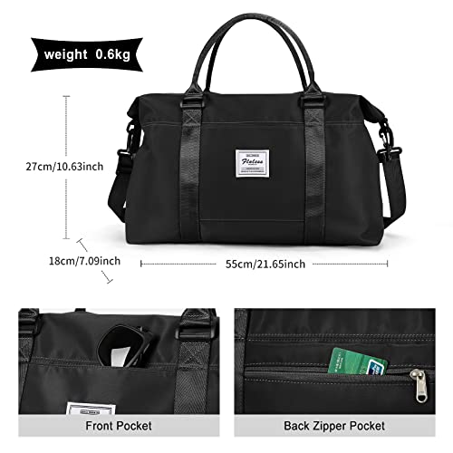 Travel Duffel Bag, Sports Tote Gym Bag, Shoulder Weekender Overnight Bag For Women With 7 Set Packing Cubes,Black #TOP2