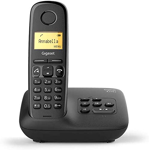 Gigaset A270A Easy to use Cordless Home Telephone with Answering Machine, Speakerphone & Hearing-aid-compatible, 2 year warranty, Single Handset, Black