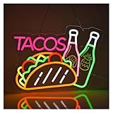 Hängende Kunst Leuchtreklamen "Tacos"Neonschild, USB-dimmbares LED-Licht Für Mexikanisches Restaurant, Fast-Food-Laden/LKW, Bar, Kneipe, Wanddekoration 15.7x11.8in